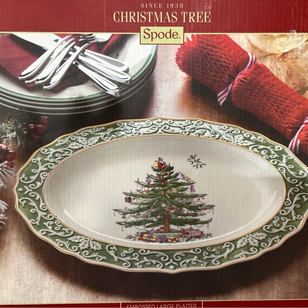 Rare Spode Christmas Tree embossed platter